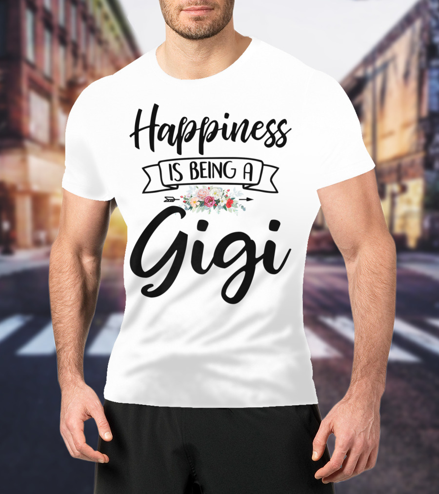 Happiness Is Being A Gigi Mother's Day Floral Wreath T-Shirt