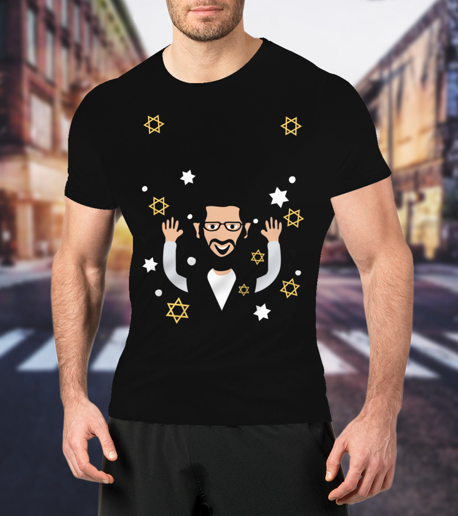 Happy Challah Days Hanukkah Chanukah Menorah Stars Dreidel Rabbi T-Shirt