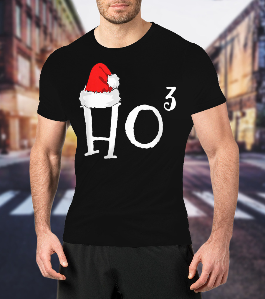 Ho3 Cubed Santa Hat Christmas Hohoho Math Teacher T-Shirt