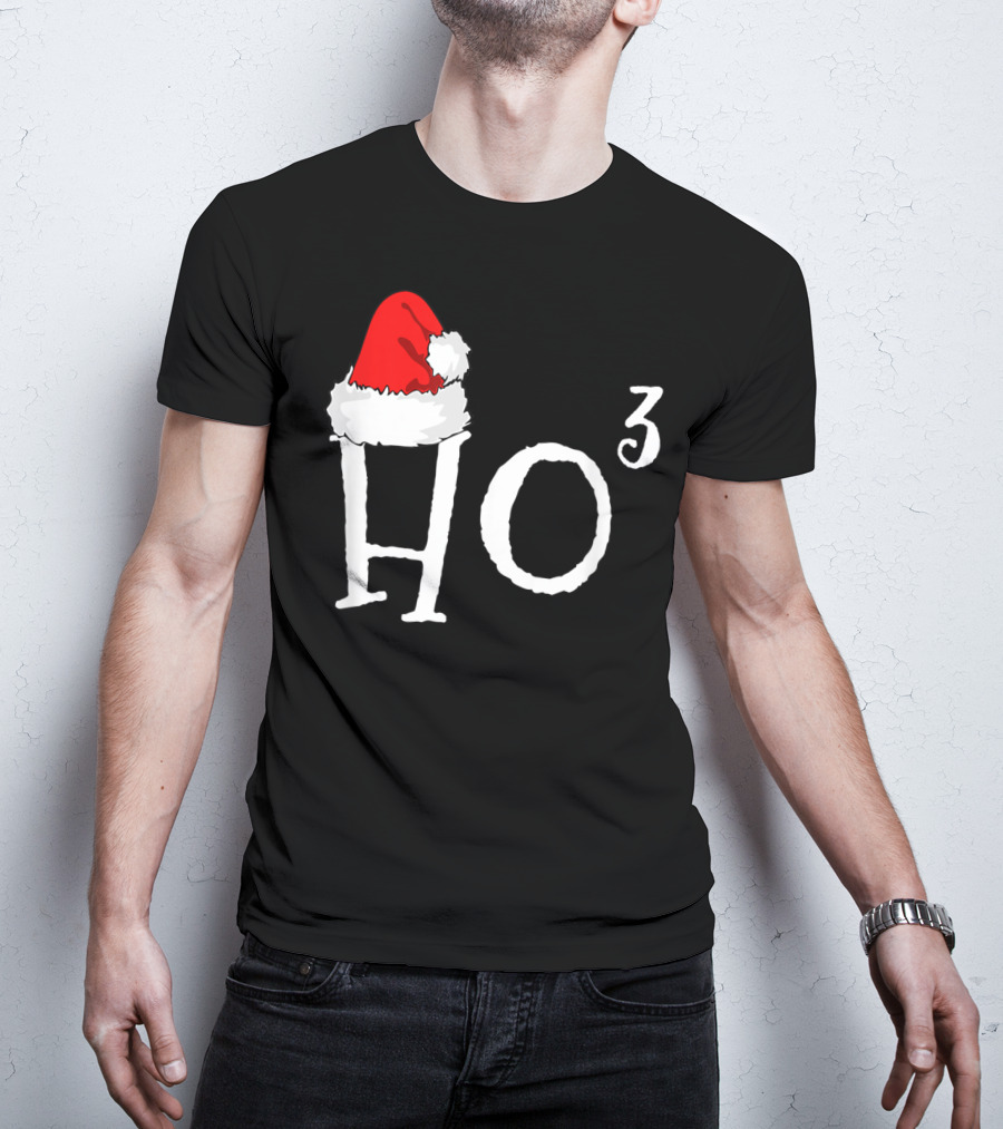 Ho3 Cubed Santa Hat Christmas Hohoho Math Teacher T-Shirt