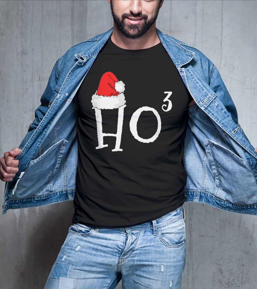 Ho3 Cubed Santa Hat Christmas Hohoho Math Teacher T-Shirt