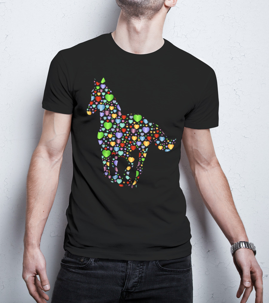 Horse Lover Equestrian Hearts Multicolored T-Shirt