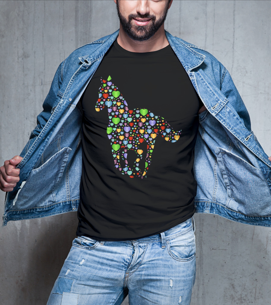 Horse Lover Equestrian Hearts Multicolored T-Shirt