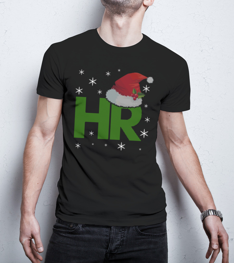 HR Santa Hat Human Resources Festive Christmas Snowflakes T-Shirt