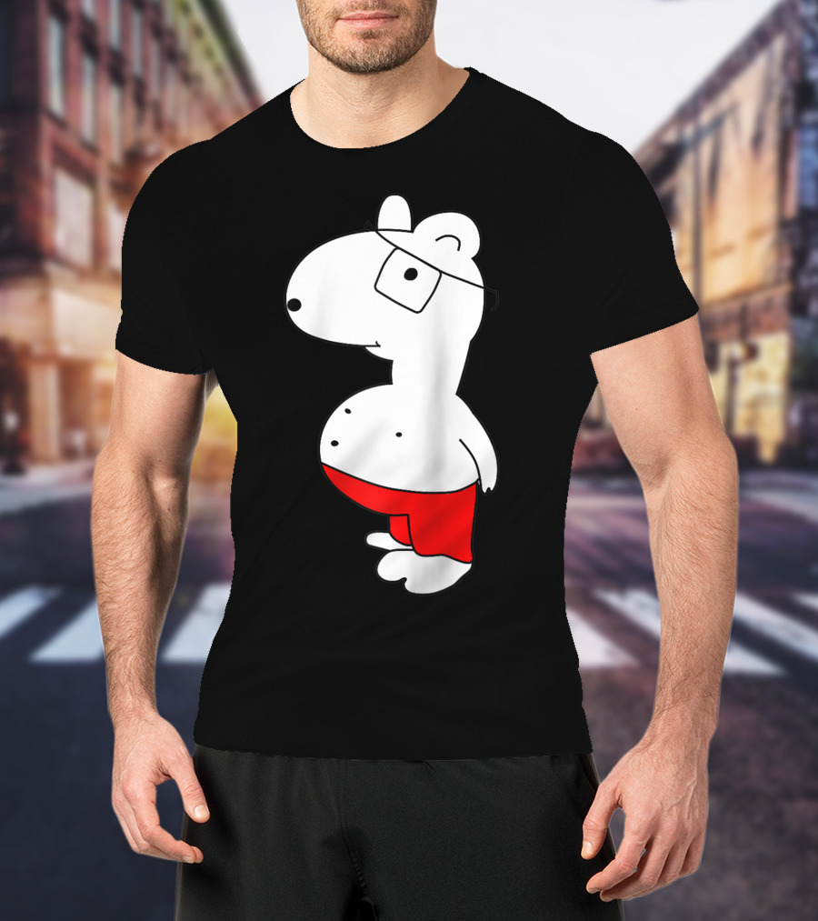Marcuskun Bear Character With Glasses And Red Shorts T-Shirt