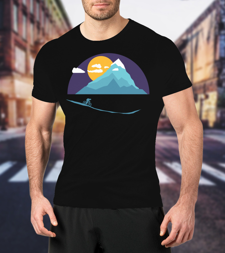 Mountainbiker Scenic Landscape Adventure With Sun And Clouds T-Shirt