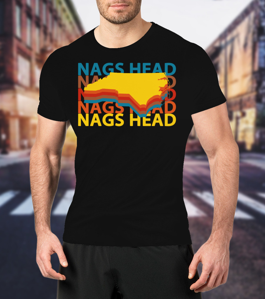 Nags Head North Carolina Outer Banks Vintage Layered Map T-Shirt