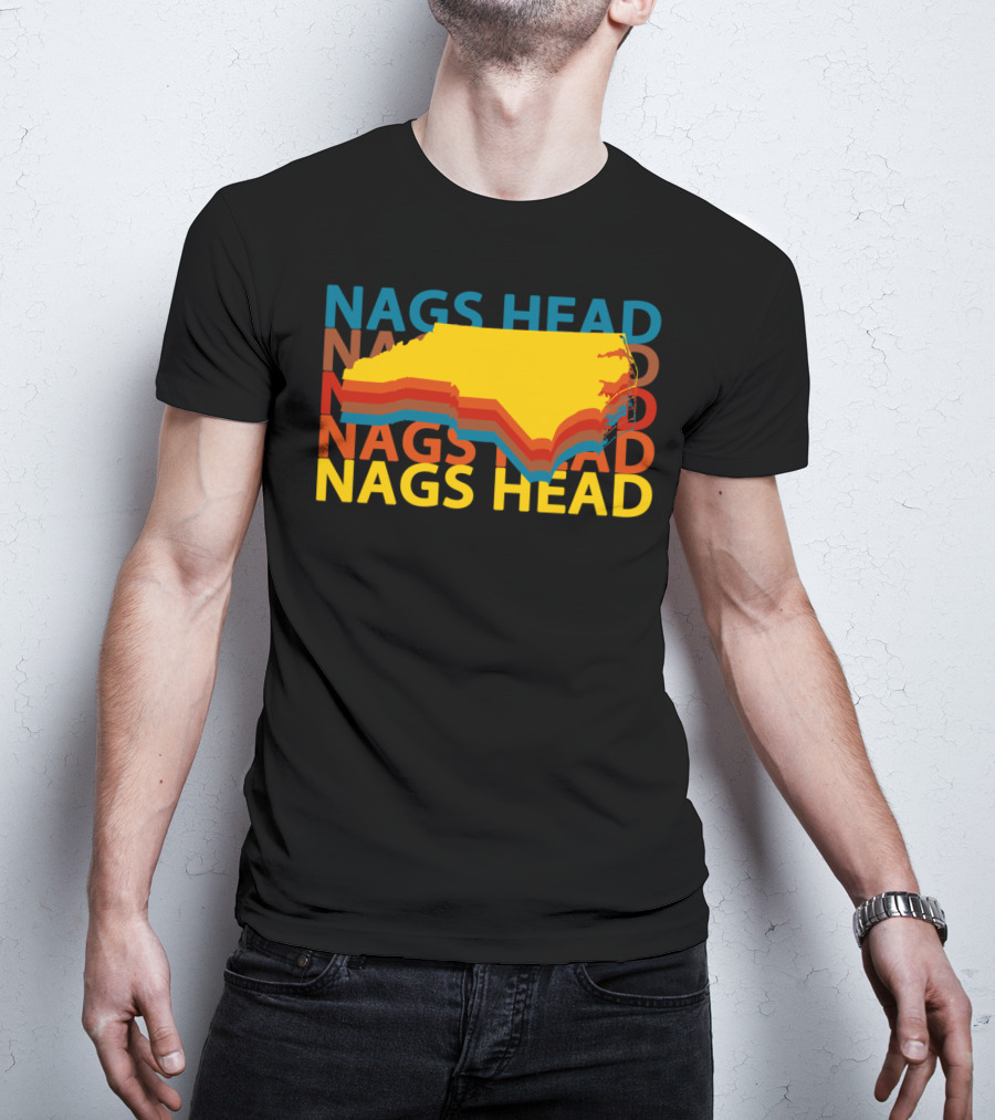 Nags Head North Carolina Outer Banks Vintage Layered Map T-Shirt