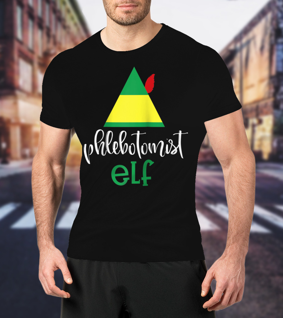 Phlebotomist Elf Christmas Hat Festive Humor T-Shirt