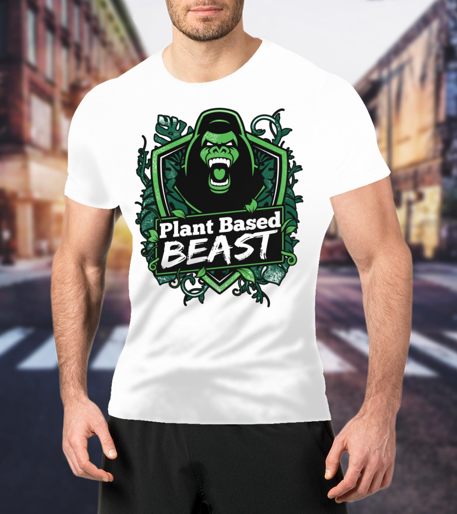 Plant Based Beast Fitness Gorilla Bodybuilding Jungle Strength T-Shirt