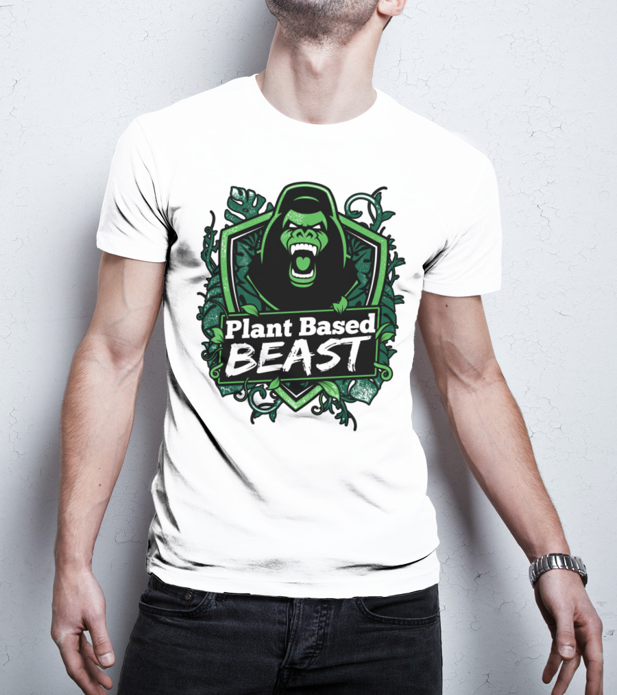 Plant Based Beast Fitness Gorilla Bodybuilding Jungle Strength T-Shirt