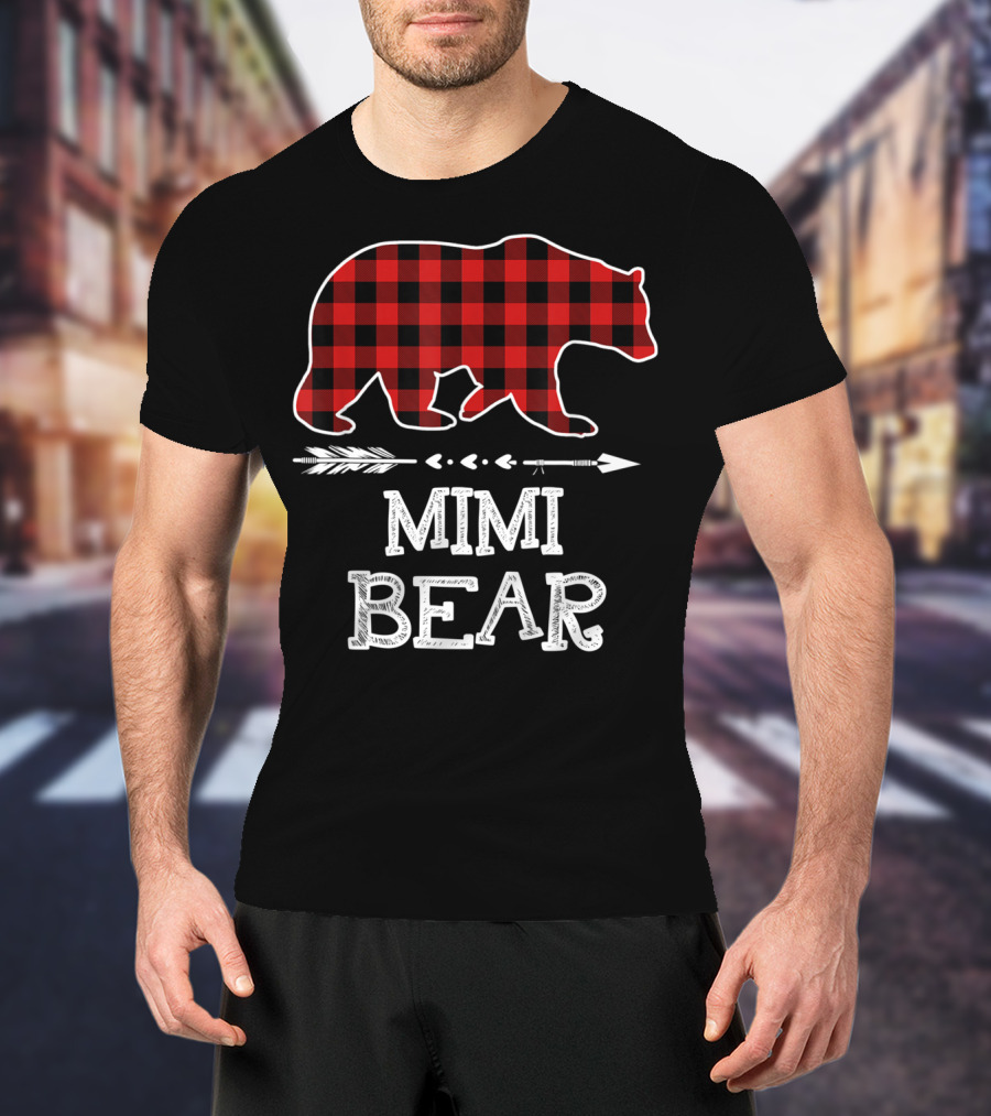 Red Plaid Bear Mimi Arrow T-Shirt