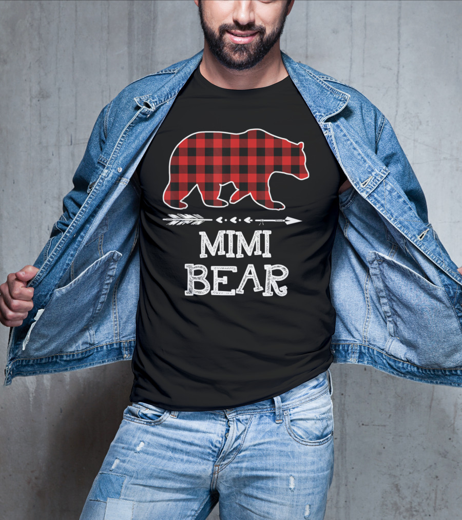Red Plaid Bear Mimi Arrow T-Shirt