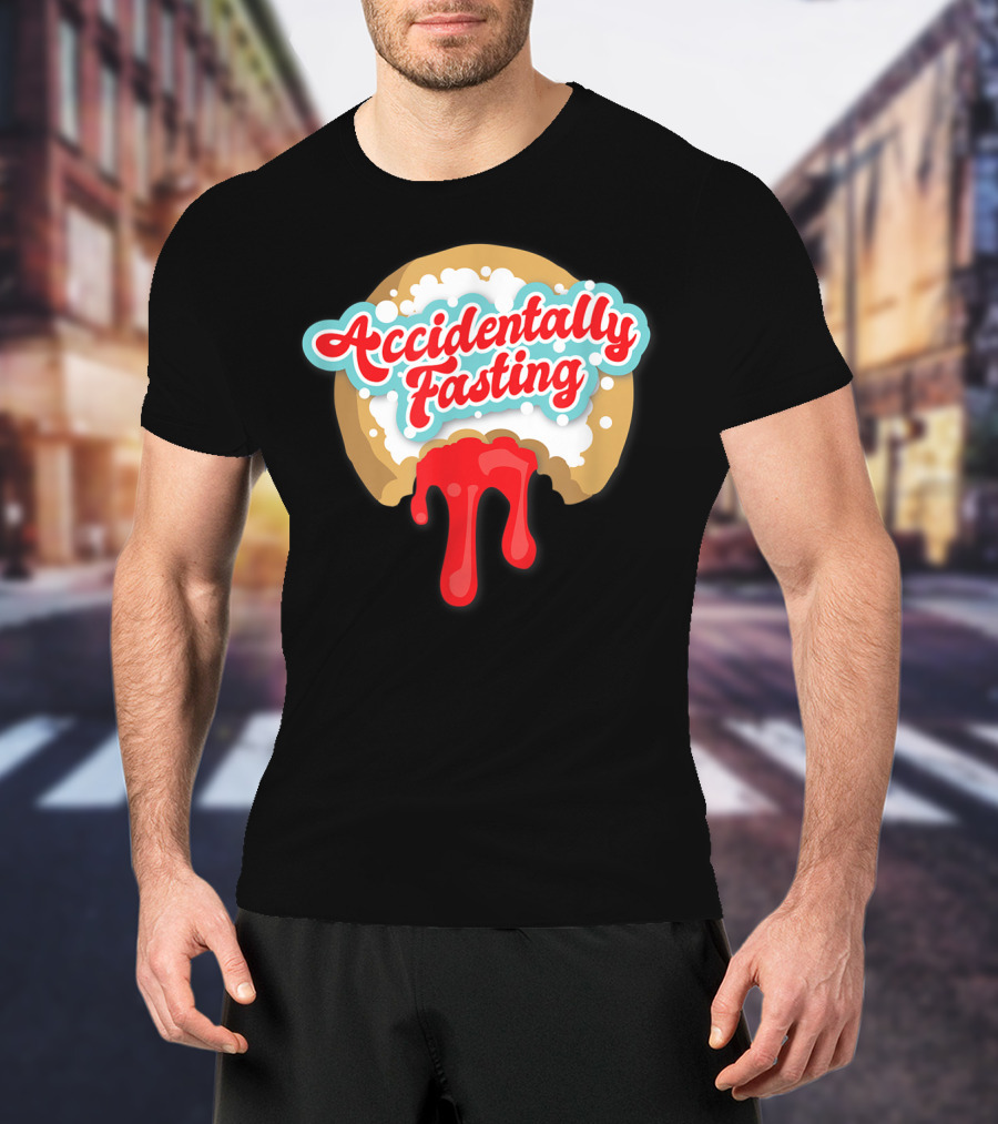 Accidentally Fasting Red Dripping Iced Donut T-Shirt