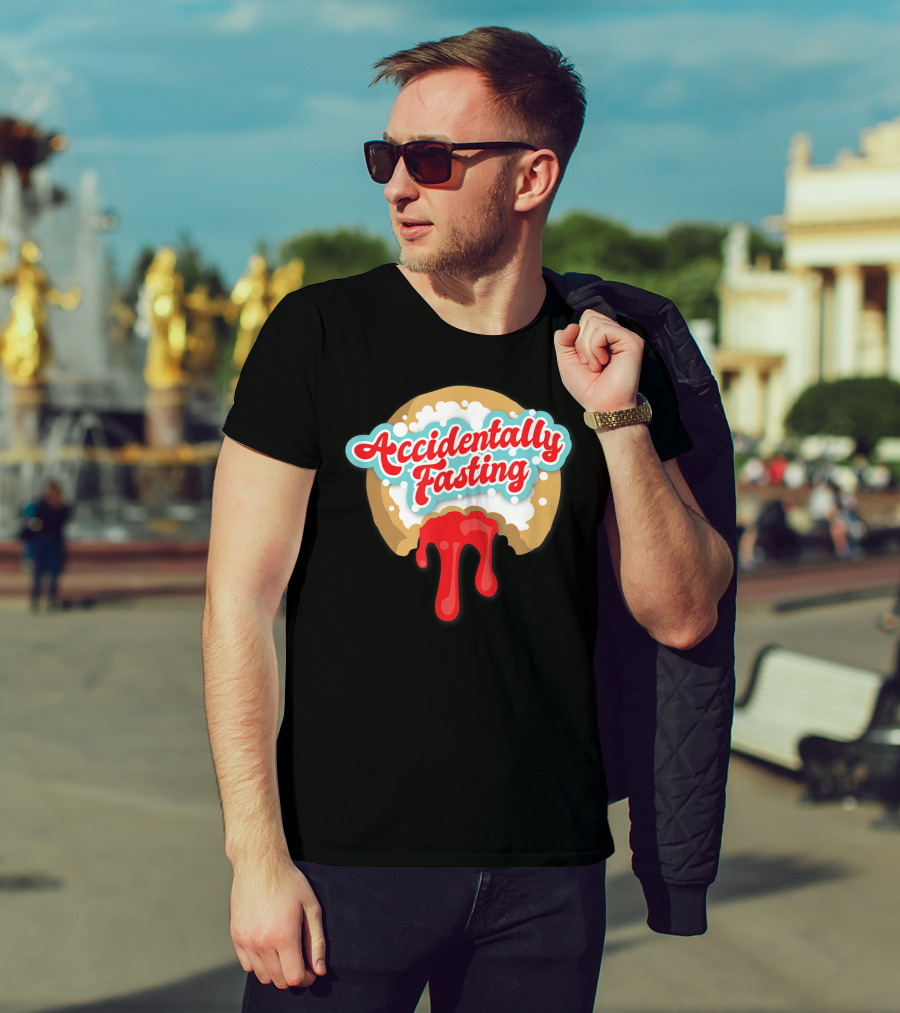 Accidentally Fasting Red Dripping Iced Donut T-Shirt