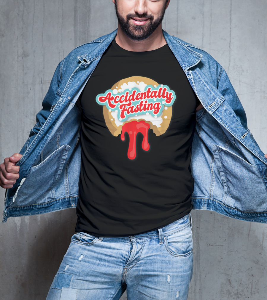 Accidentally Fasting Red Dripping Iced Donut T-Shirt