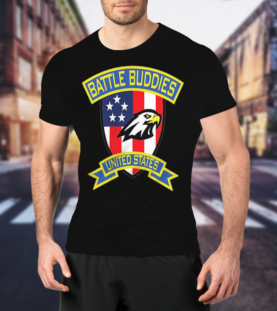 Battle Buddies United States Bald Eagle Stars Shield T-Shirt