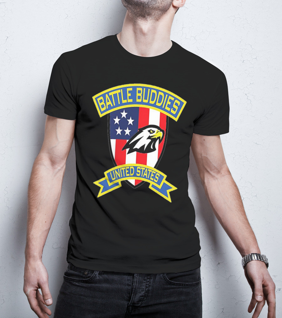 Battle Buddies United States Bald Eagle Stars Shield T-Shirt