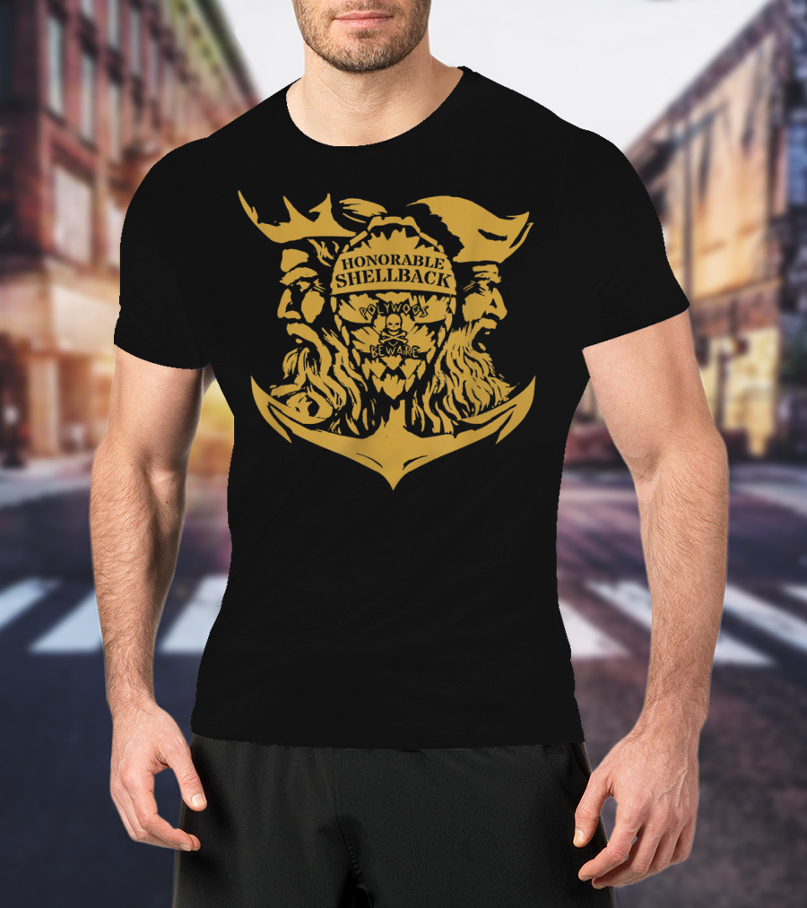 Honorable Shellback Davy Jones Beware Navy Anchors T-Shirt