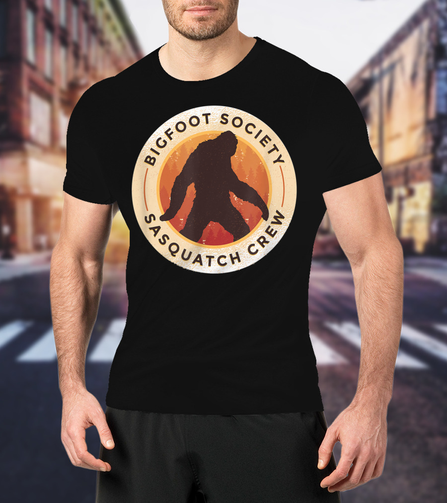 Bigfoot Society Sasquatch Crew Men Women Iconic Forest Emblem T-Shirt