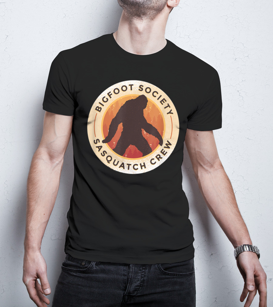 Bigfoot Society Sasquatch Crew Men Women Iconic Forest Emblem T-Shirt
