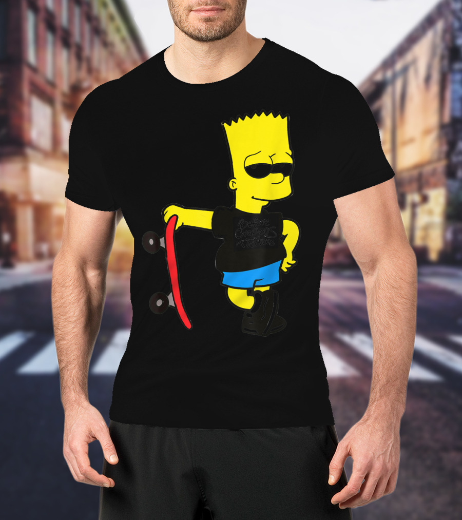 Bsbct Before Crayons Tattoos Bart Skateboard T-Shirt