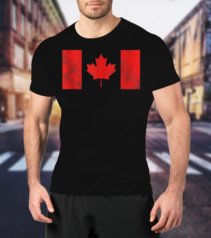 Canada National Flag Distressed Maple Leaf T-Shirt