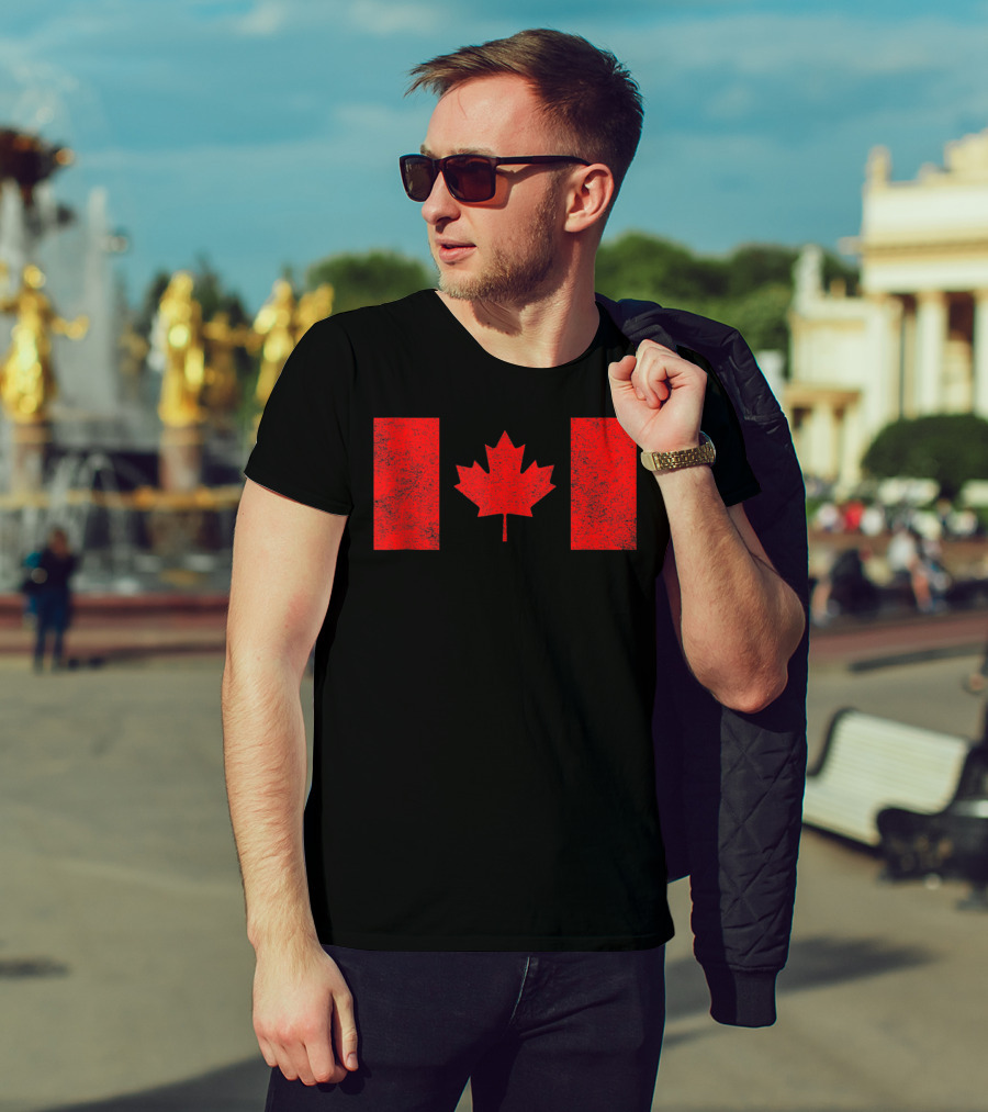 Canada National Flag Distressed Maple Leaf T-Shirt