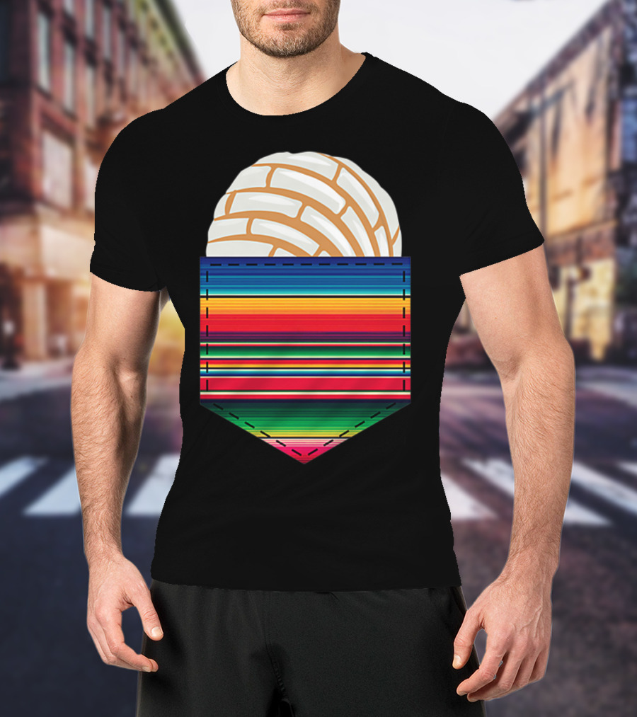 Colorful Serape Pocket White Concha T-Shirt