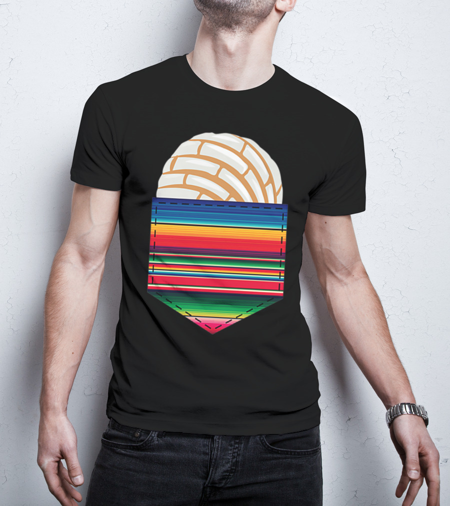 Colorful Serape Pocket White Concha T-Shirt