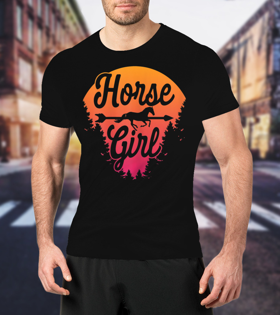 Horse Girl Forest Sunset T-Shirt