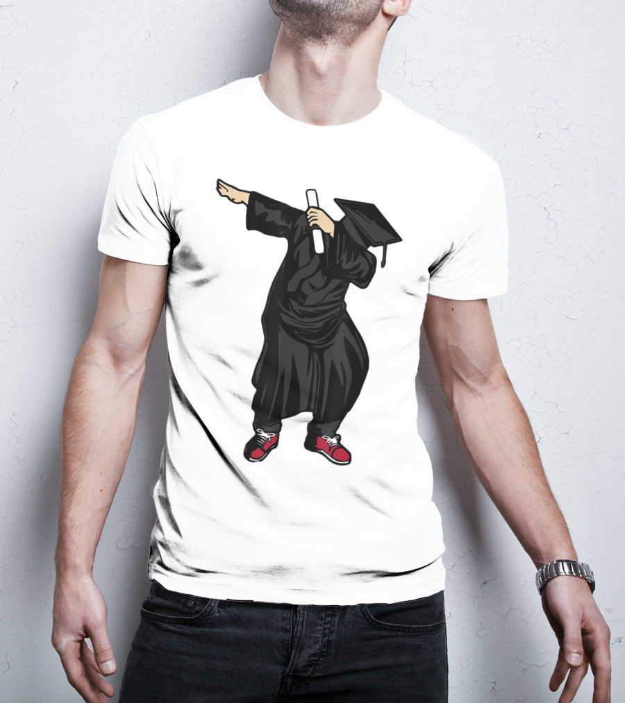 Dabbing Graduate Dance With Grad Hat And Diploma T-Shirt