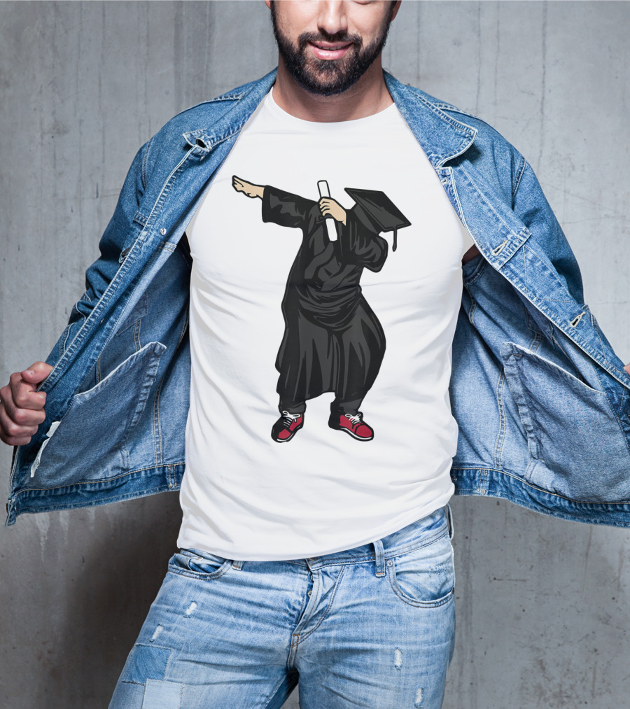 Dabbing Graduate Dance With Grad Hat And Diploma T-Shirt