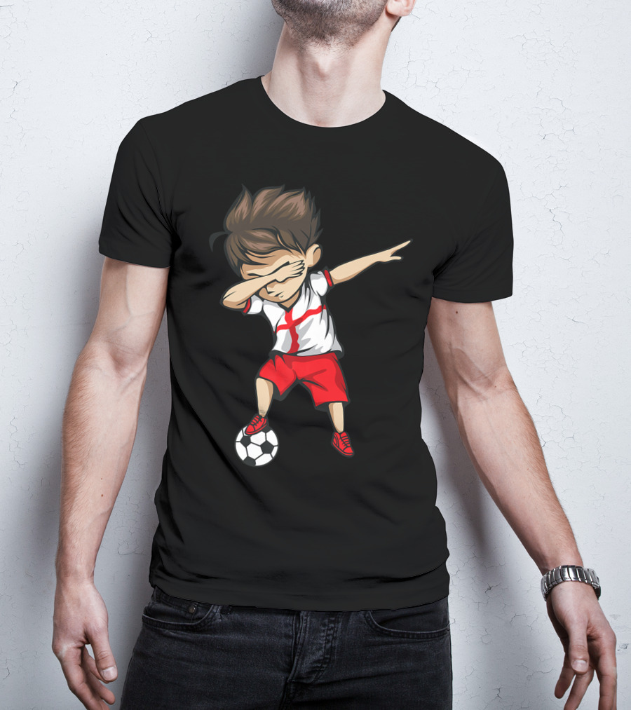 Dabbing Soccer Boy England Jersey English Football T-Shirt