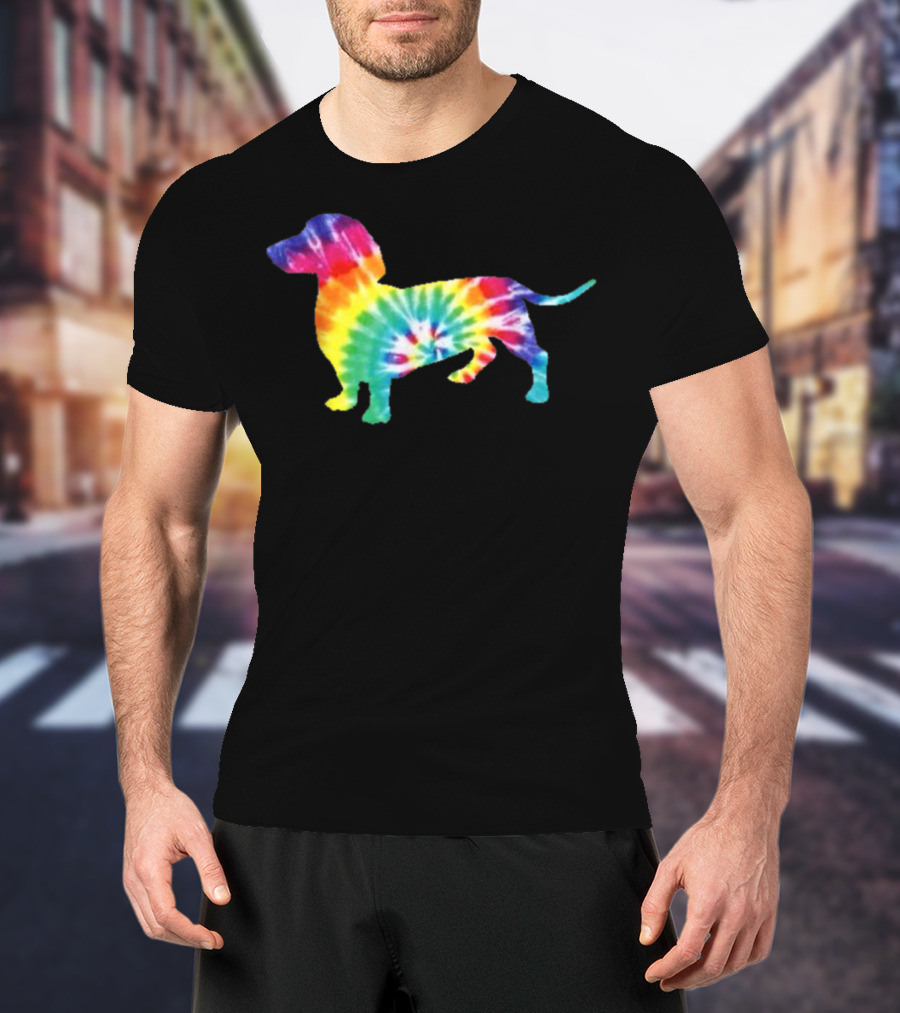 Dachshund Tie Dye Dog Puppy Retro Ts Men Women T-Shirt