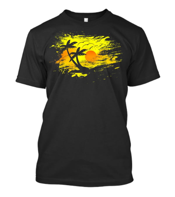 Distressed Palm Trees And Sunset Summer Vacation Scene T-Shirt