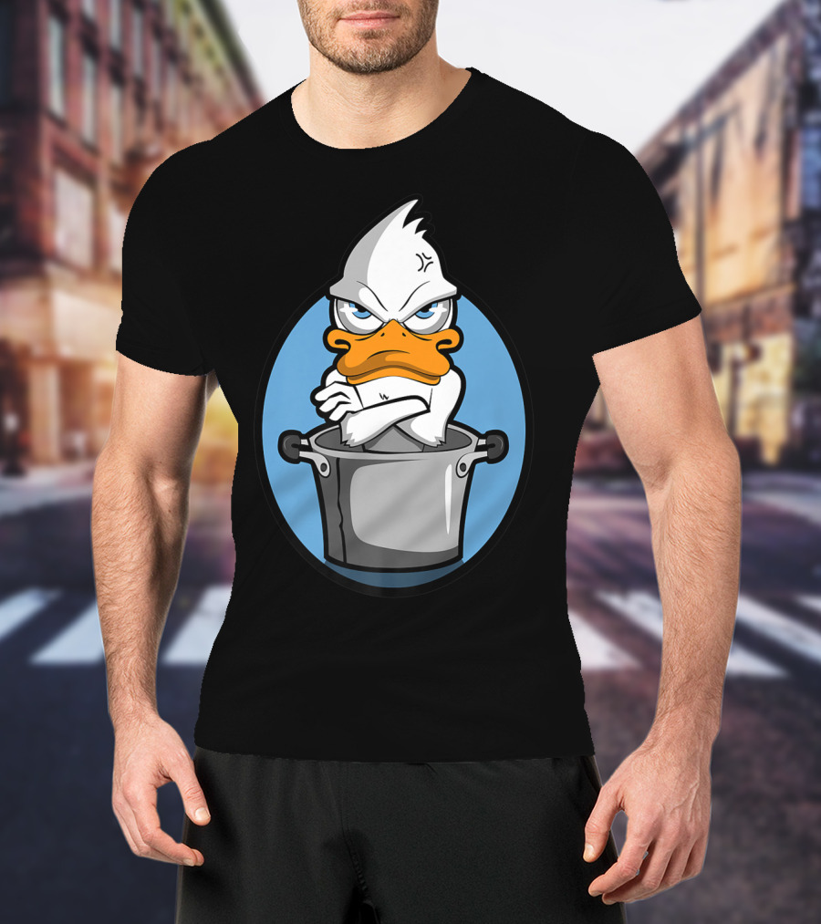 Grumpy Duck In Cooking Pot Angry Expression T-Shirt