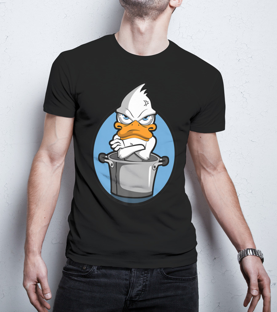 Grumpy Duck In Cooking Pot Angry Expression T-Shirt