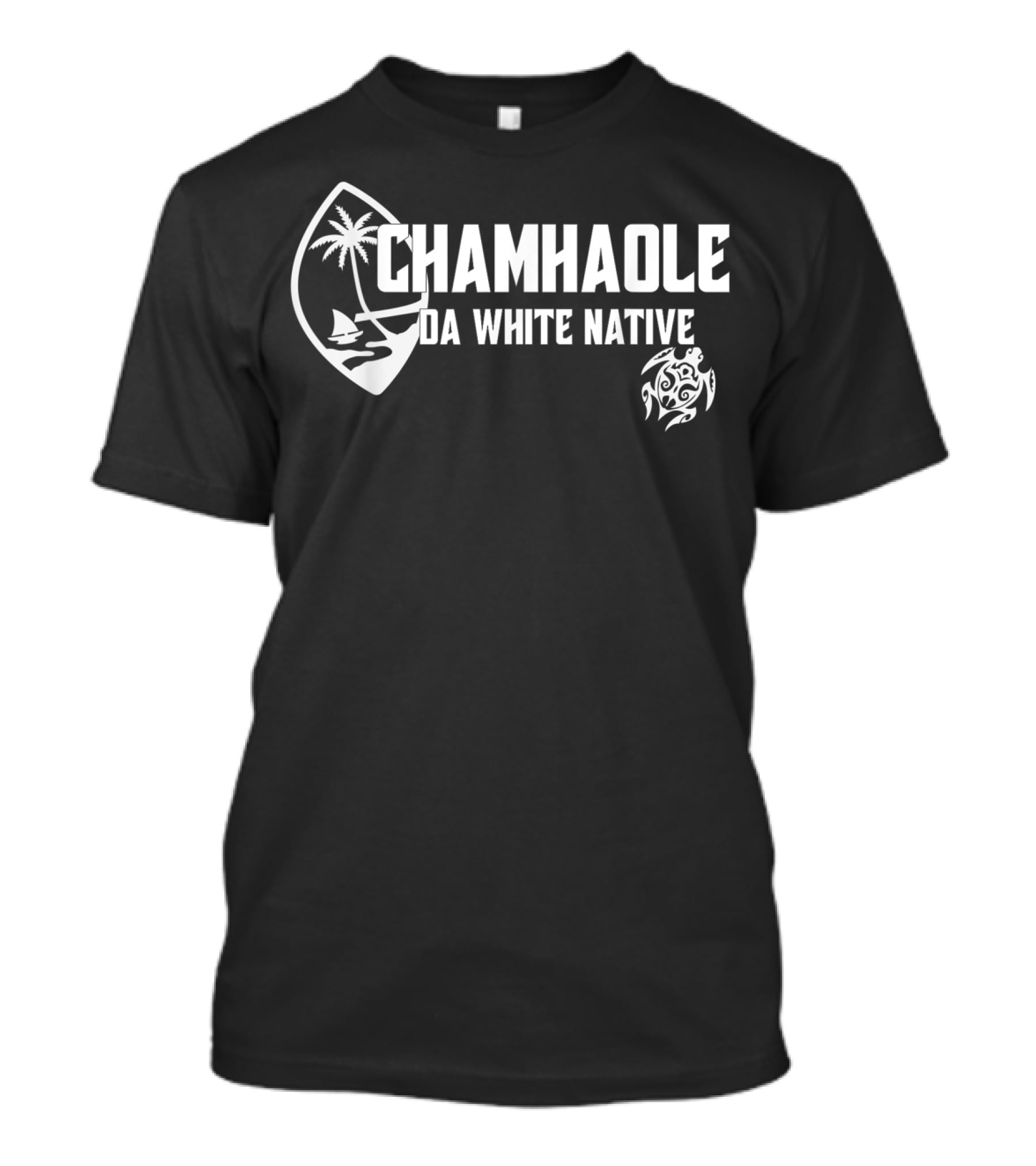 Chamhaole Da White Native Palm Tree Ocean Turtle T-Shirt