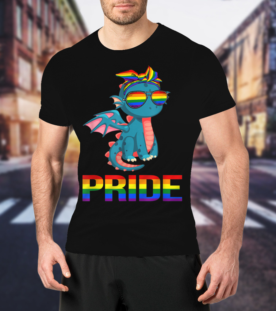 Pride Dragon With Rainbow Glasses And Bandana T-Shirt
