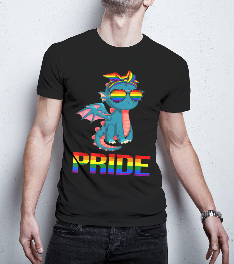 Pride Dragon With Rainbow Glasses And Bandana T-Shirt