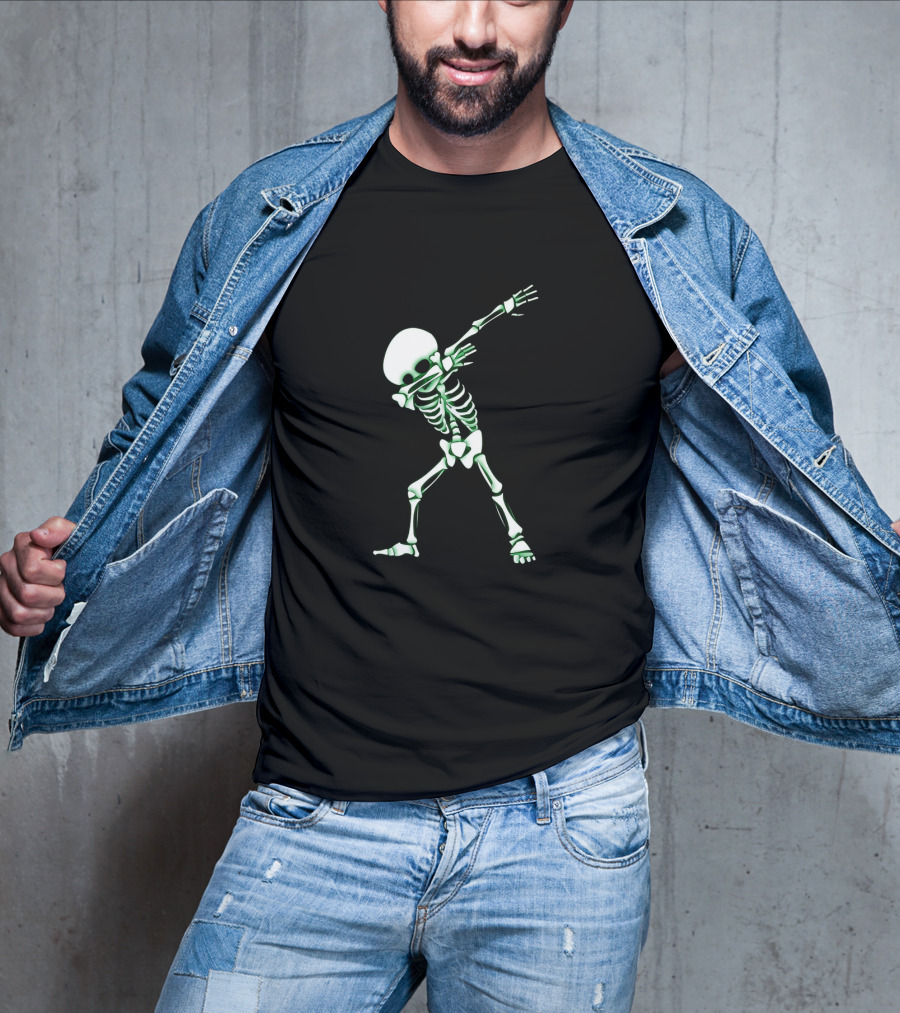 Dabbing Skeleton Halloween Skull Dab Glow In The Dark T-Shirt