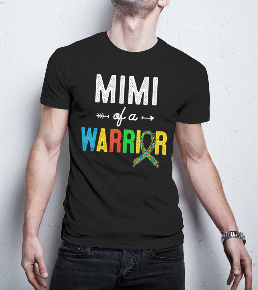 Mimi Of A Warrior Autism Awareness Puzzle T-Shirt