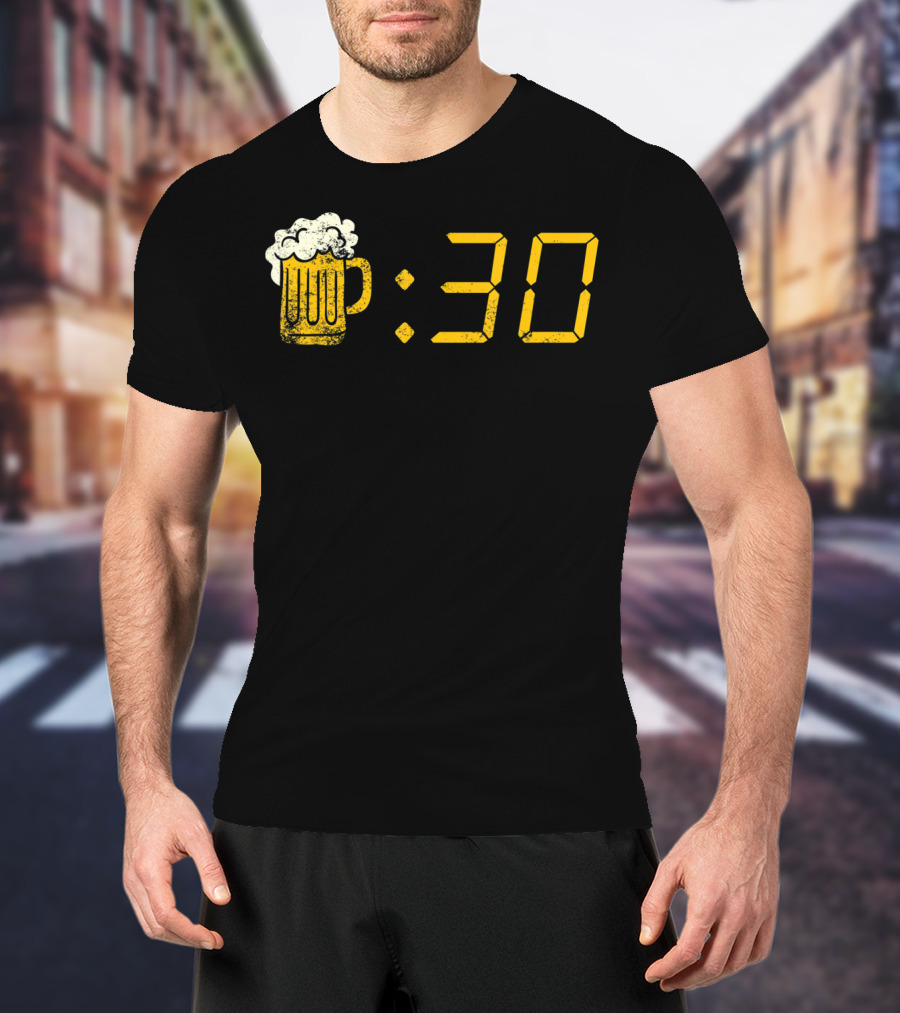 Beer Mug Digital Clock Display :30 Funny Drinking Or Getting Drunk T-Shirt