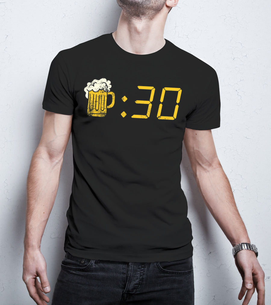 Beer Mug Digital Clock Display :30 Funny Drinking Or Getting Drunk T-Shirt