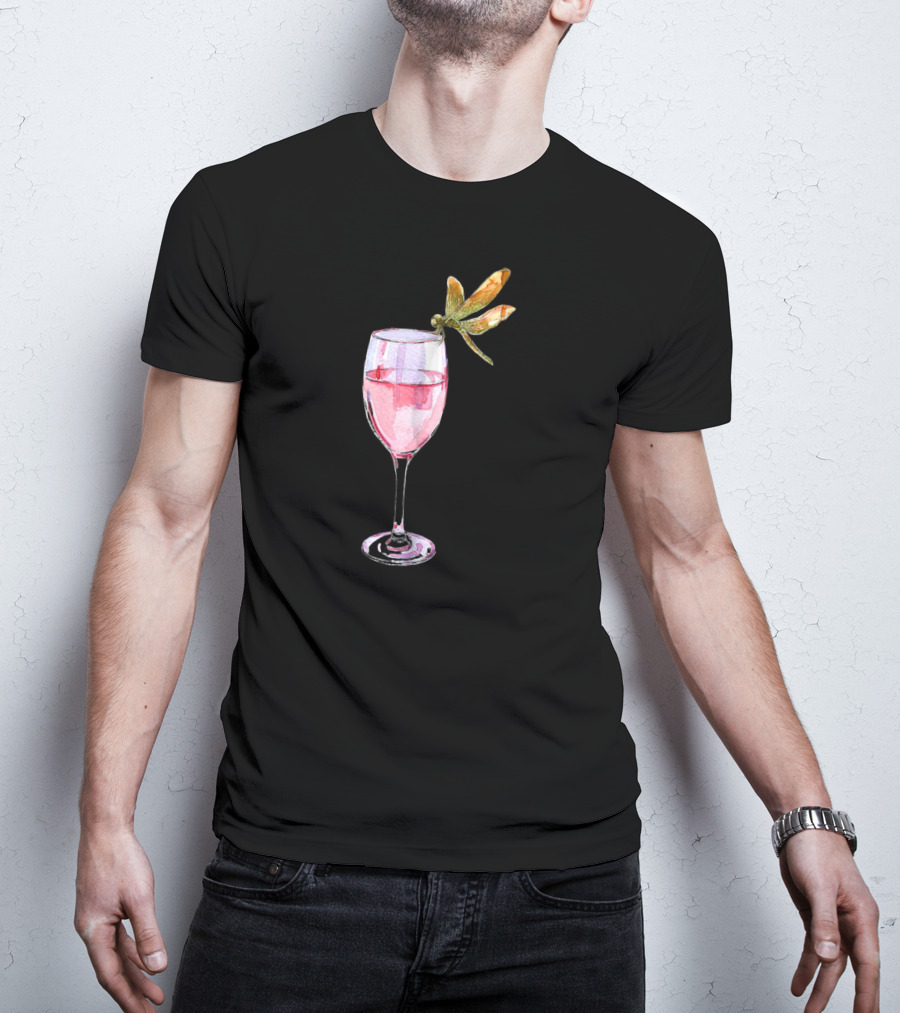 Dragonfly Resting On Wine Glass T-Shirt