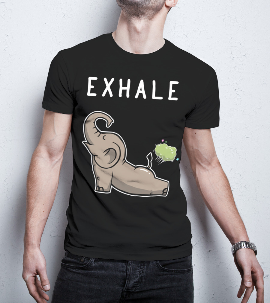 EXHALE Mens Womens Funny Elephant Lovers T-Shirt