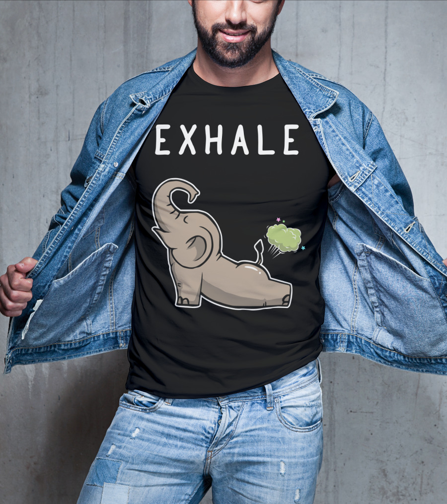 EXHALE Mens Womens Funny Elephant Lovers T-Shirt