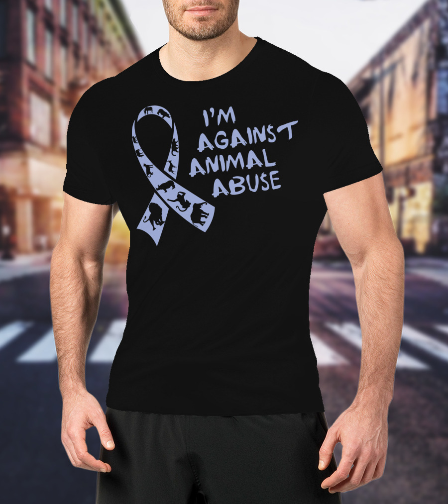 I'm Against Animal Abuse Ribbon With Animal T-Shirt