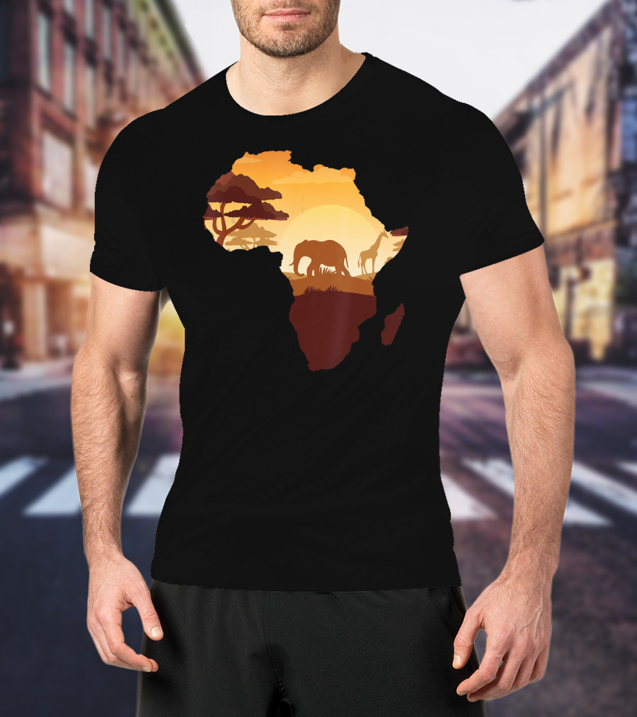 Wildlife Safari Animals Ivory Elephant Africa Silhouette Sunset T-Shirt
